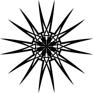 Simetrik Siyah Geometrik Yıldız Patlaması Simgesi Keskin Noktalı Işınları ve Modern Markalaşma ve Logolar İçin Soyut Minimalist Tasarım