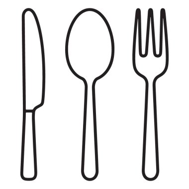 Restoran ve Yemek Kavramları için Zarif Çatal-bıçak Tasviri