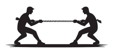 İki Adamın Silueti Savaş Çekiciliği Yarışması Oynuyor