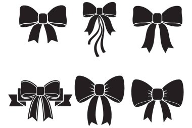 Zarif Siyah Yay İllüstrasyon Tasarım Vektör Sanat Koleksiyonu