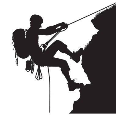 Uçurumdan İp Atlayan Bir Kişinin Silueti