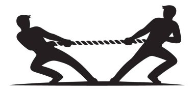 İki Kişinin Halat Çektiği Savaş Silueti