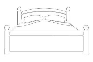 İç Tasarım Konseptleri için Minimalist Yatak Ana Hattı Çizimi