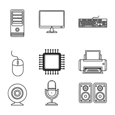 Bilgisayar Donanımı Çevresel Simgeleri Vektör Değerleri İndirmesi