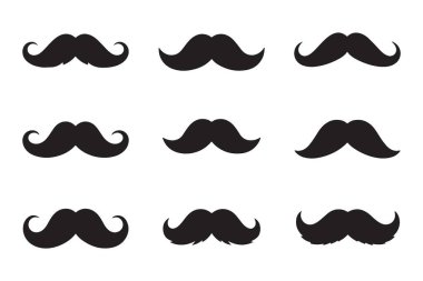 Klasik Siyah Bıyık Siluetleri Koleksiyonu Vektör Grafikleri