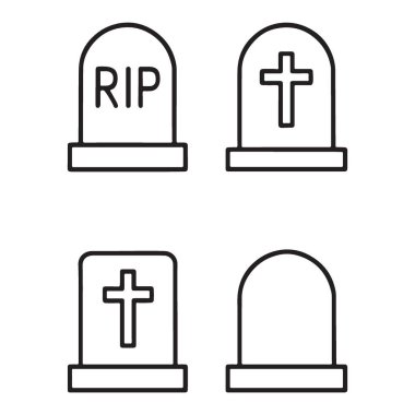 Basit mezar ve mezar taşı ikonu vektör sanatı koleksiyonu