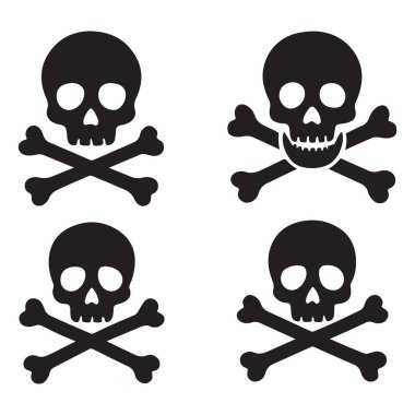 Kafatası ve çapraz kemikli vektör simgeleri tehlikeyi veya uyarıyı simgeler.