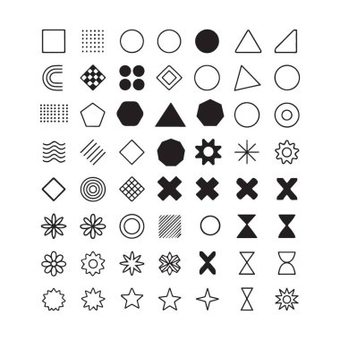 Grafik Tasarım Elemanları için Çok Yönlü Geometrik Şekiller Ayarlandı