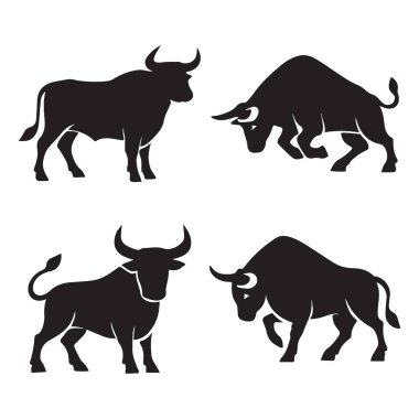 Bull Siluet Koleksiyonu: Güçlü Çiftlik Hayvanları Vektör Çizimi