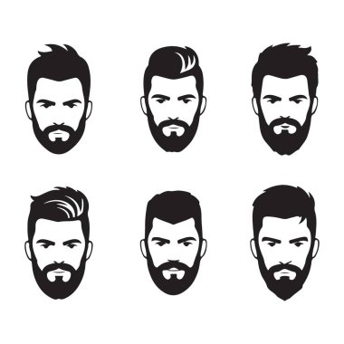 Sakallı Adam Saç Tarzı Simgesi Güzellik Salonları için Vektör Ayarları