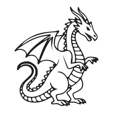 Kanat ve Ölçekli Ayrıntılı Ejderha Çizimi