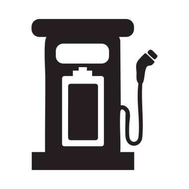 Çevre dostu ulaşım kavramları için elektrikli araç şarj istasyonu silueti