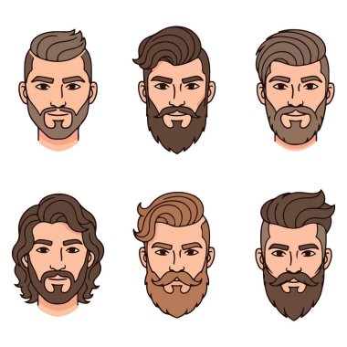Çeşitli Erkek Saç Tarzları ve Moda için Sakal Resimleri
