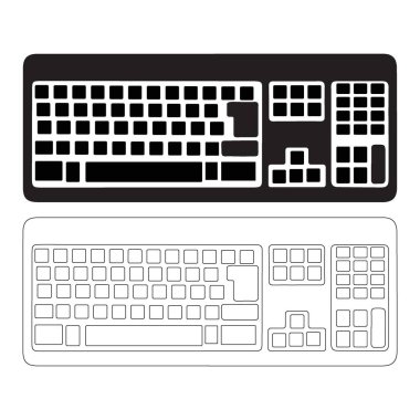 Tasarım ve Öğrenme için Bilgisayar Klavyesi Vektörü Grafik Şablonu