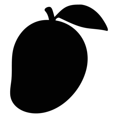 Olgun Mango Meyvesi ve Yaprak Silueti Çizimi