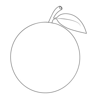 Yapraklı Bir Portakalın Basit Taslak Çizimi