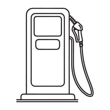 Otomotiv Temaları için Klasik Gaz Pompası Siluet Vektör İllüstrasyonu