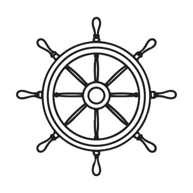 Denizcilik Temalı Tasarımlar için Gemi Tekerleği Clipart Vektör İllüstrasyonu