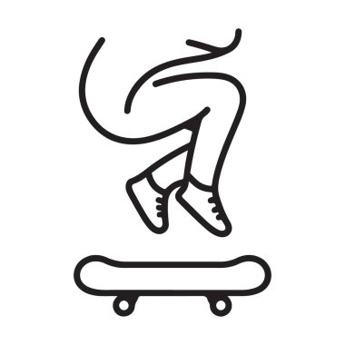 Kaykay Trick Line Art Vector Illustration Extreme Sports Design