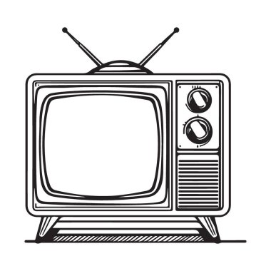 Vintage Television Vector Illustration Retro TV Siluet Tasarımı