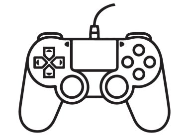 Konsollar için klasik Siyah Kablolu Oyun Denetleyici Vektör Sanatı