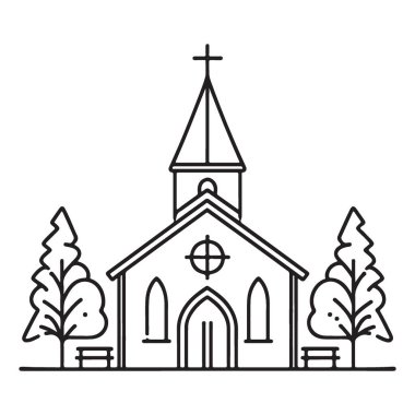 Dini veya Mimari Tasarımlar İçin Büyüleyici Kilise Vektör İllüstrasyonu