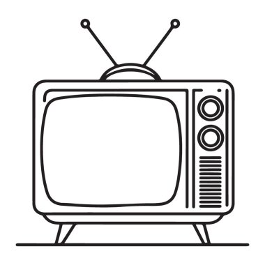 Retro Tasarım Projeleri için Klasik Televizyon Silüeti Vektör İllüstrasyonu