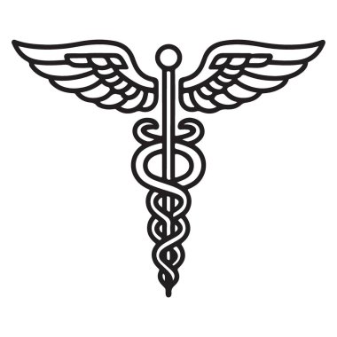 Basit Kanatlı Caduceus Tıbbi Sembol Vektör Tasarım Şablonu