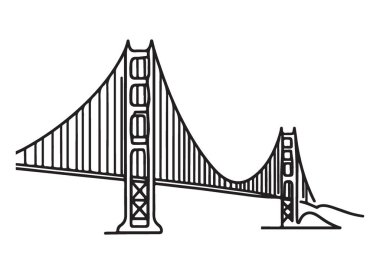 Kaliforniya Seyahat Tasarımları için Golden Gate Vector Vhouette Görüntü