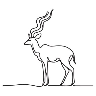 Majestic Kudu Antilop Vahşi Yaşam Sanatı için Sürekli Çizim