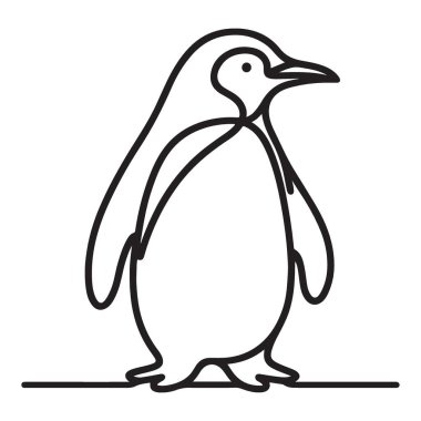 Penguen Vektör İllüstrasyonu Antarktika Kuşu Çizgi Sanatında Duruyor