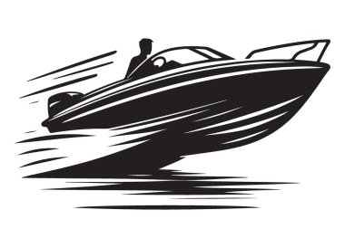 Siluet Sürat Teknesi Resimleri Su Grafik Tasarımı Üzerine Yarışıyor