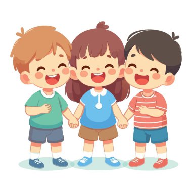 Çizgi film Çocukları Arkadaşlık İçin Elele Vektör Resimleri