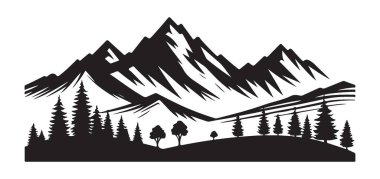 Görkemli Dağ Manzarası Macera Sahnesi Silueti