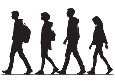 Yürüyen ve Çeşitli Toplulukları Yansıtan Siluet Resimleri