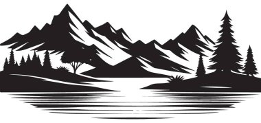 Huzur Gölü 'nde Görkemli Dağ Manzarası Silueti Yansıması