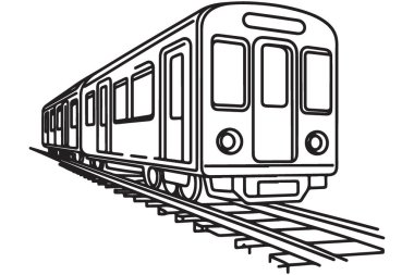 Tasarım için siyah beyaz metro tren vektör illüstrasyonu