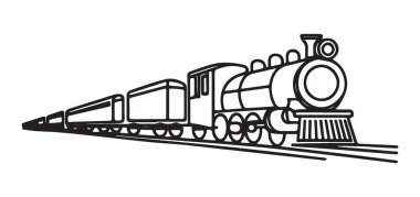 Antika Tren Lokomotifi Çizim Vektörü Clipart Tasarımı