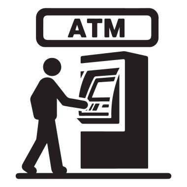 ATM Makinesi Vektör İllüstrasyonu Bankacılık İşlem Servisi Sembolü