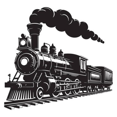 Ulaşım Tarihi ve Mühendislik Projeleri için Klasik Buhar Treni Çizimi