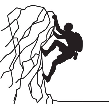 Bir kaya tırmanıcısının silueti zorlu bir dağı fethediyor.