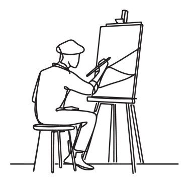 Ressam Silueti Vektör İllüstrasyon Çizgisi Sanat Yaratıcı Tasarım Sanatçısı