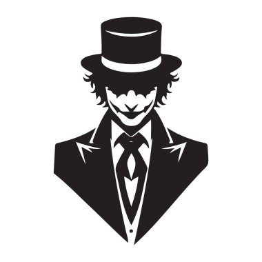 Silindir şapkalı ve takım elbiseli gizemli resimci.