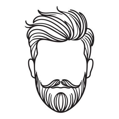 Sakallı Adamın Saç Tarzı Vektör İllüstrasyon Grafik Tasarım Şablonu