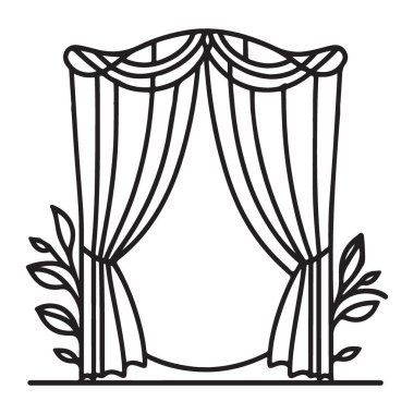 Çiçek aksanlı dekoratif dekoratif unsurlu zarif sahne perdeleri.