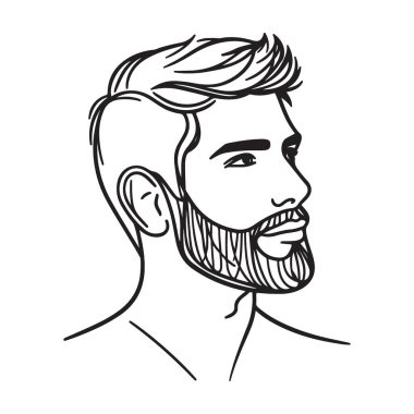 Sakal Çizgisi Resim İllüstrasyonlu Yakışıklı Adam