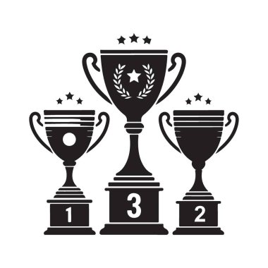 First Second Place Vektör Tasarımı için Kupa Silueti Ödülü