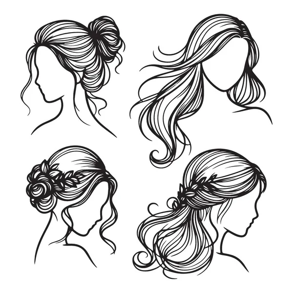 Güzel Saç Tarzları Vektörü Kadınlar için Zarif Saç Koleksiyonu