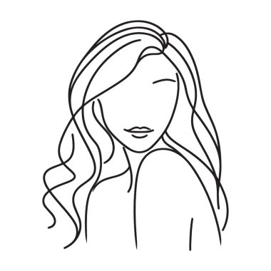 Duvar Dekorasyonu için Zarif Kadın Portresi Sanat Minimalist Biçimi