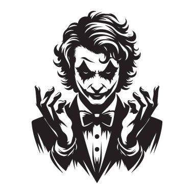 Delilik ve kargaşa illüstrasyonunun Joker vektör çizimi